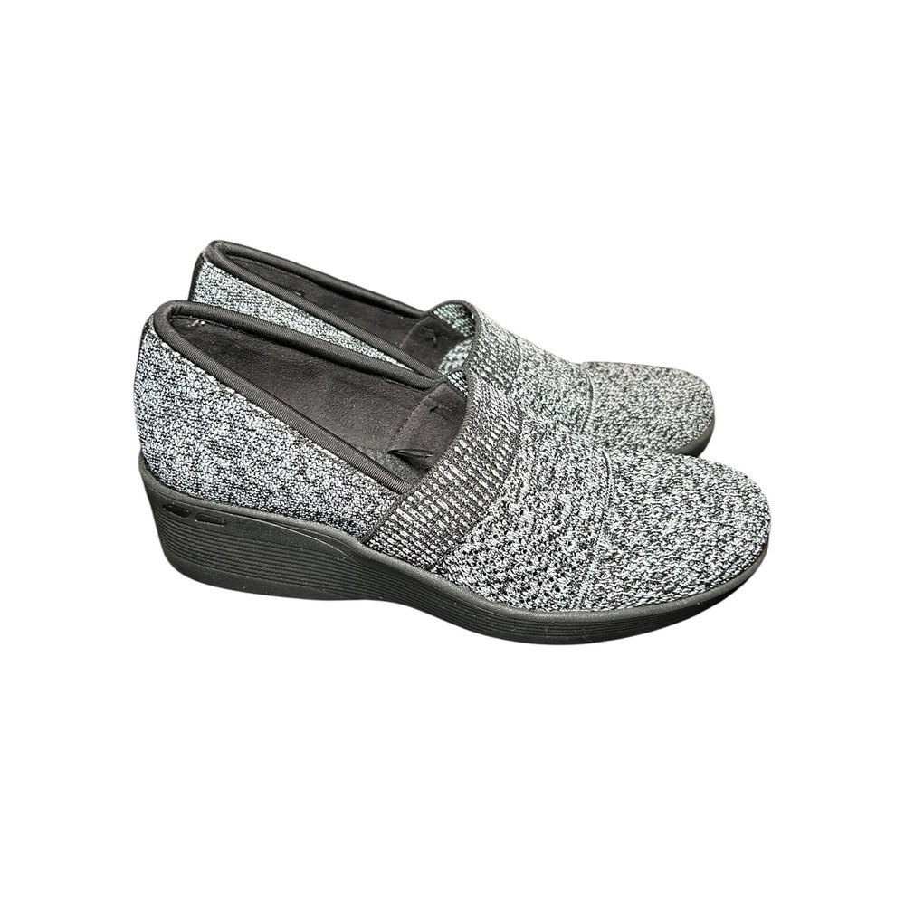 Skechers Black White Knit Wedge Slip On Shoes 158410 BKW Size 9 Memory Foam